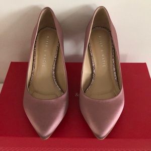 Rose satin pumps